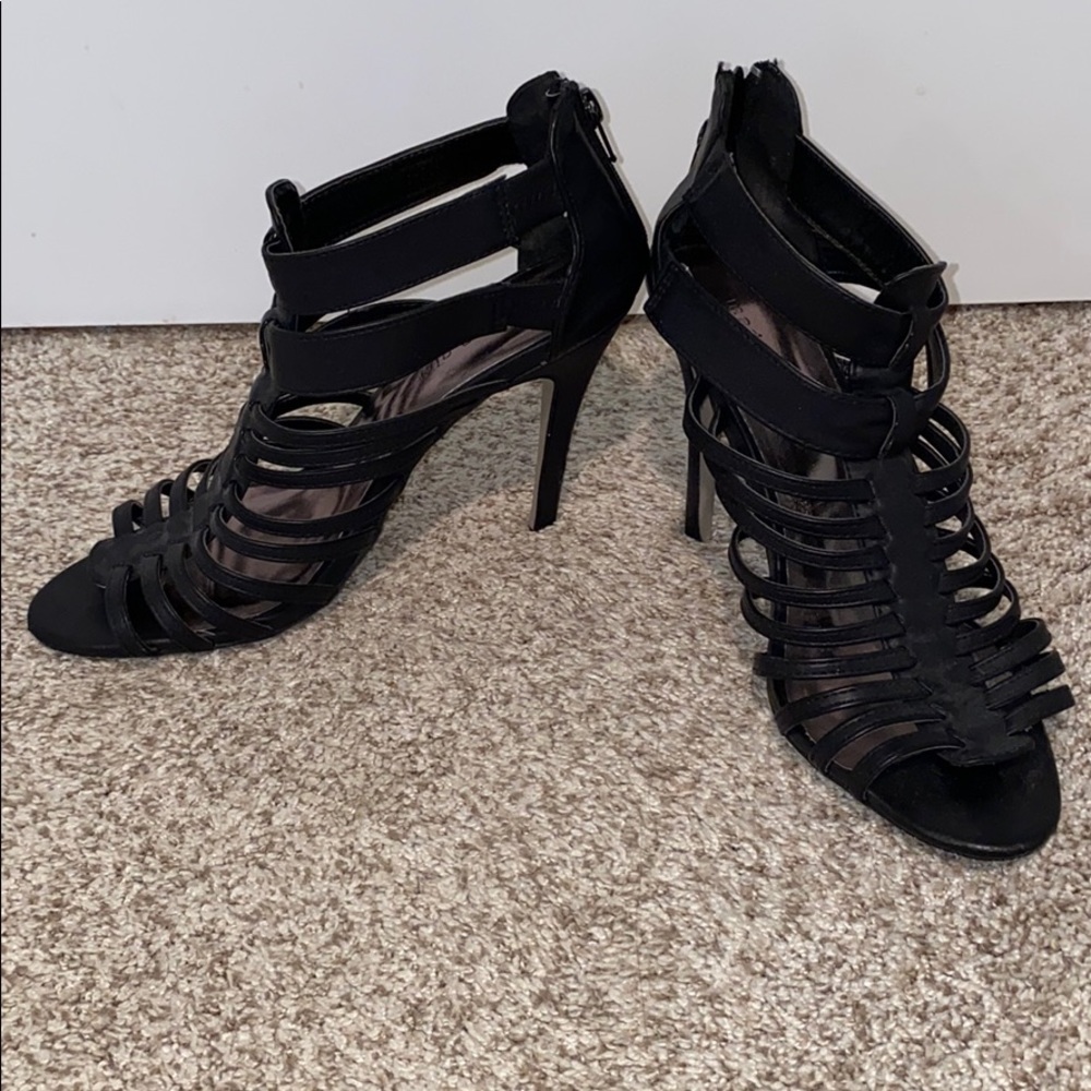 Madden Girl Black Strappy Heels